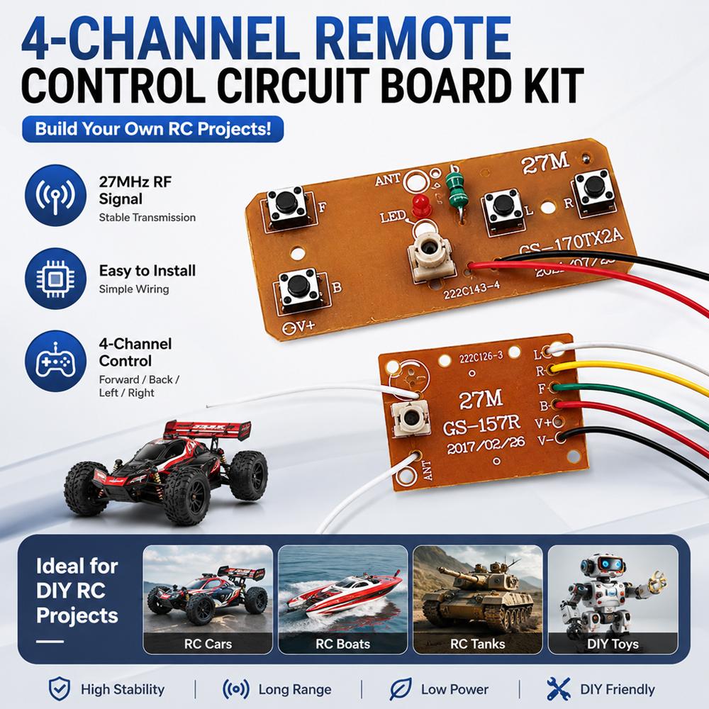 Joystick Rc Drone - ชุดรีโมทคอนโทรล 27MHz 4CH โมดูลบอร์ดตัวรับส่งสัญญาณไร้สาย วงจรสัญญาณความถี่วิทยุ DIY