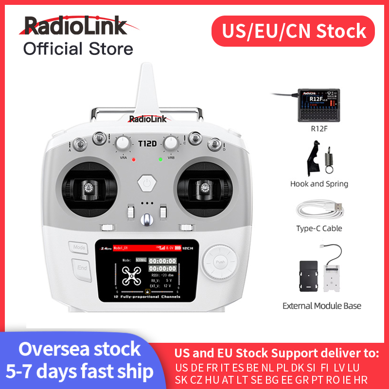 Drone Rc Boat - Radiolink T12D ELRS 12 ช่องเครื่องส่งสัญญาณ,ตัวรับสัญญาณ R12F,โมดูลภายนอก,รีโมทคอนโทรล